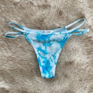 NWT VS Pink Ribbed Cotton Blue Tie Dye Thong